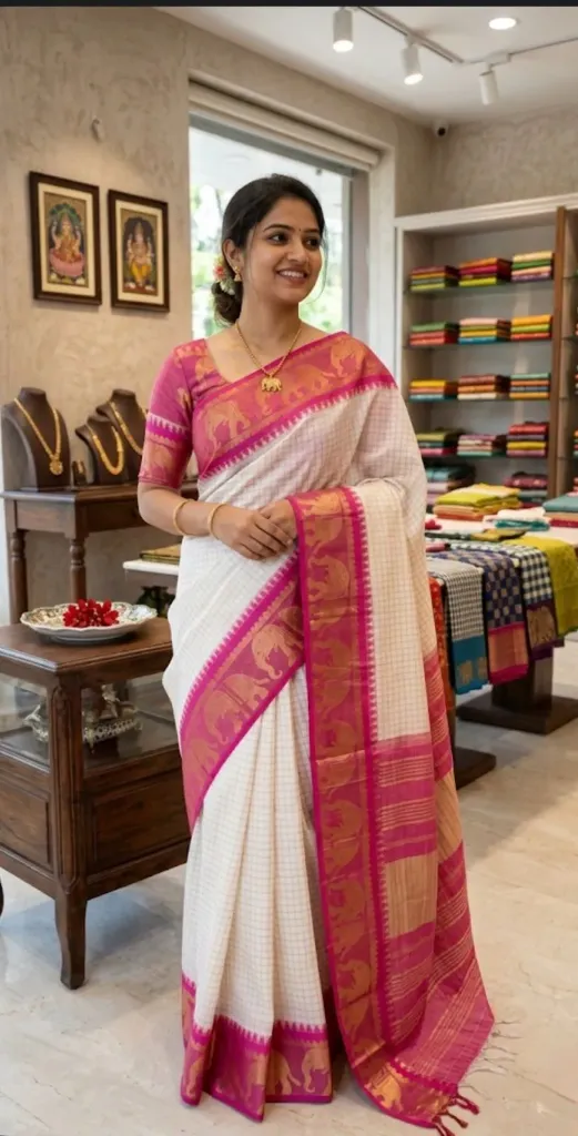 Premium Silk Checked Saree
