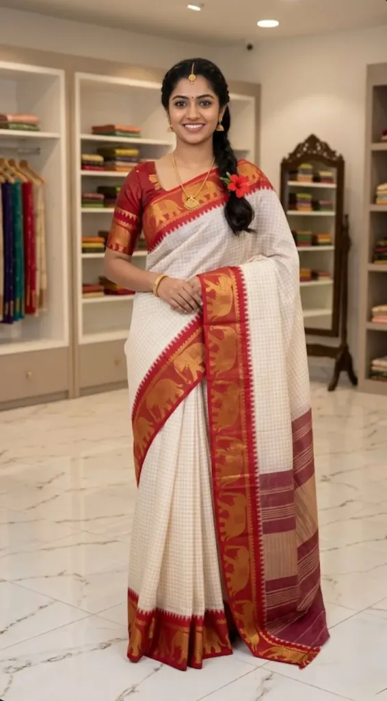 Premium Silk Checked Saree